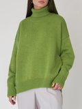 Oversized Turtleneck Sweater Women Winter Warm Loose Solid Pullovers Thick Green Turtleneck Jumper Vintage Sweaters