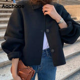 2023 Autumn Winter Women Elegant Solid Color Wool Coats Chic Turn Down Collar Long Sleeve Coat Female Chic Outerwear 1028-0-Outfit