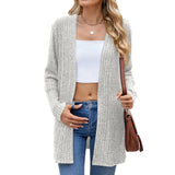 New Solid Color Pit Grinding Long Sleeve Casual Cardigan Coat-Outfit