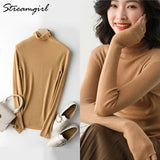 Women Winter Sweater 2020 Casual Solid Elsticity Pullover Knitted Woman Sweaters Black Turtleneck Sweater
