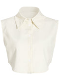 Casual Fashion Women's Shirt Lapel Sleeves Petal Sleeve Metal Button Solid Color Two Pieces Blouse Female Autumn 2023