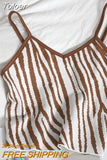 Spaghetti Strap Camis Women Fashion Zebra Striped V Neck TanK Crop Top Female Sexy Camisole Streetwewar For Teen