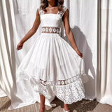 New Fashion Lace Sleeveless Splicing Large Swing Dress
