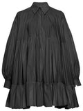 Fashion Women's Shirt Dress Lapel Loose Flods Spliced Long Sleeve Above Knee White Big Swing Dresses Spring 2023 New