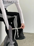 Stripe Bow Baggy Sweatpants-Outfit