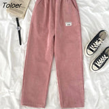 Autumn Winter Womens Thick Warm Pants 2023 Casual Corduroy High Waist Loose Pants Woman Ulzzang Wide-leg Trousers