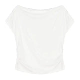 Sexy White Crop Top Women Off Shoulder Summer Y2k T-shirt Korean Style Fashion Black Blouse 2022 Summer Korean