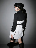 Women Black Cross Split Joint Blazer New Lapel Long Sleeve Loose Fit Jacket Fashion Tide Spring Autumn 2023