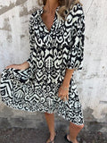 Women's Clothing Spring And Summer New Four-Sided Casual V-Neck Print Folded Lady
