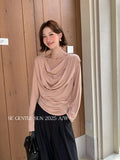 Does Not Return] Xiu Xixi 2025 Autumn Swing Bottom Knitted Long-Sleeved T-Shirt Top