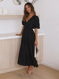 Summer Advanced Sense Vacation Style Deep V Puff