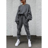 2025 Women's New Ebay Burst Pure Color Long-Sleeved Trousers Loose Casual Suit