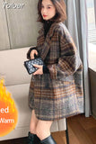 philosophy Winter Korean Overcoat Women Vintage Woolen Loose Coats female Double Breasted Turn-down Collar
