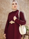 Dress New Season Autumn Winter 2 Piece Hijab Knitwear Suit Islamic Muslim Clothing Long Cardigan Model Made in