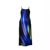 Summer Color Sling Dress Sleeveless Creative Loose Waist Digital Print Temperament