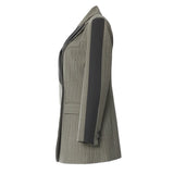 New Heavy Industry Splicing Colliding Color Double-Layer Neck-Rise Thin Suit Jacket Top