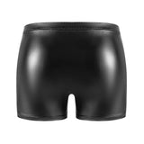 Toloer Men's High Bright Matte Square Leather Pants Sexy Open Gear Soft Short Shorts Size Accurate-Outfit