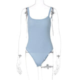 Sexy Sleeveless Straps Bodysuit Summer Women Bodycon Fashion Streetwear Outfits Club Stretchy Body Suit