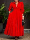 Women's Elegant Long-Sleeved Shirt Dress In Fashion And Long African