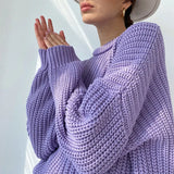 Oversized Knitted Sweater Women Autumn Winter Thick Solid Pullovers Female Warm Cozy Jumper Casual Knitwear Tops