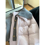 Taro Tweed Knitted Knitted Cotton Coat Women's Winter Winter Dress Short To Keep Warm Cotton