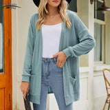 Casual Knitted Long Cardigan Sweater Women Knitwear Coats Elegant Winter Female Tops Cardigans with Pockets Mujer