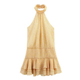 Summer New Cascade Decoration Hanging Neck Print Short