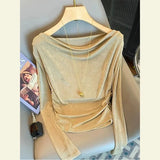 Toloer Shirt Woman Spring New Career OL Hanging Commuting Olive Green Shirt Workplace Interview Long-Sleeved