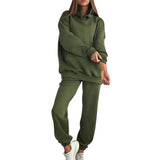 Winter Women Tracksuit Sportswear Long Pants Set Two Piece Long Sleeve Hoodies Sweatshirt Suit Winter Warm Solid