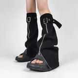 Mm Dopamine Wearing Gradient Love Straps With Ripped Jeans Women's Large Size Loose Thin Broad Leg