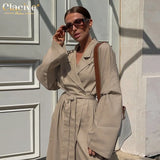 Autumn Dresses Woman 2022 Casual Loose Lapel Long Sleeve Lace-Up Maxi Dress Ladies Streetwear Fashion Slit Female