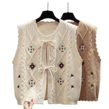 Spring Autumn New Wearing Horse Clip Outside The Folding Sweater Shoulder Tide Cardigan Knitting Vest