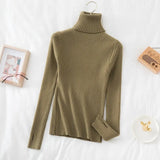 Women's Turtleneck Autumn and Winter Thicken Sweater Fashion 2021 Casual Pullover Knitted Jumper Striped Vintage Sweater