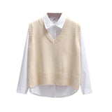 Outerwear Sweater Vest Women Knitted 2022 Spring Autumn Loose Sleeveless Girls V-Neck Pullover Short Tops Female