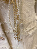Runway Dress Women Woven Plaid Tweed O-neck Short Sleeve Diamonds Buttons Pearl Chain Tassel Belt Vintage Tweed
