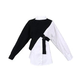 Women Big Size Knitting Irregular Blouse New Lapel Long Sleeve Loose Fit Shirt Fashion Tide Spring Autumn 2023