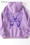 Print Thermal Lined Kangaroo Pocket Drawstring Hoodie Harajuku Hoodies Sweatshirts Fashion Oversized Long Sleeve
