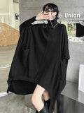 Women Blue Irregular Big Size Knitting Dress New Turtleneck Long Sleeve Loose Fit Fashion Tide Autumn Winter 2022