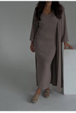 2025 New Fashion Solid Color Long Knitwear Dress Elegant Suit