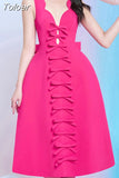Slim Party Dresses For Women Square Collar Sleeveless High Waist Patchwork Bow Elegant Solid Dress Female Summer Fashion