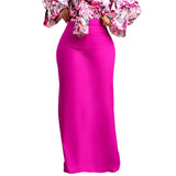 Women's Dress 2025 New Fashion Temperament Tongle Solid Color High Waist Long Skirt African Long