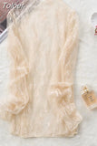 Autumn women Long Sleeve Turtleneck Lace Shirt Sexy Blouse lady Slim Blouse Perspective Mesh female Shirts