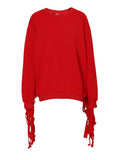 Loose Fit Back Tassels Irregular Sweatshirt New Round Neck Long Sleeve Women Big Size Fashion Spring Autumn 2023