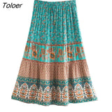 2023 Summer Skirt Women Paisley Floral Print Skirts Casual Vintage A-Line Beach Skirt saia Jupe Femme faldas Midi