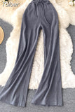 Women Long Pants Solid Fashion Spring Autumn High Elastic Waist Wide Leg Trousers Casual Sportswear Fitness Pants