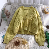 Vintage Short Cardigan Knitted Sweater Women 2022 Autumn Winter Long Sleeve Solid Sweaters Coat & Jackets