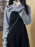 Clothes 2 Piece Set for Women Fashion Dresses Outfits Cropped Tops Slim Fit Sling Dress Sets Roupas Femme Korean Suit