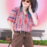 Y2k Aesthetics Tie-dye Shirt Summer Vintage Streetwear E-girls Japanese Harajuku Blouse Korean Fashion Tops