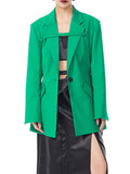 Fashion Women's Blazer Notched Collar Loose Single Button Waist Green Long Sleeve Suit Jackets Spring 2023 New