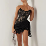 The Autumn Of 2025, The New Women's Sexy Lace Mesh Is A Word-Smeared And Straight-Up Dress